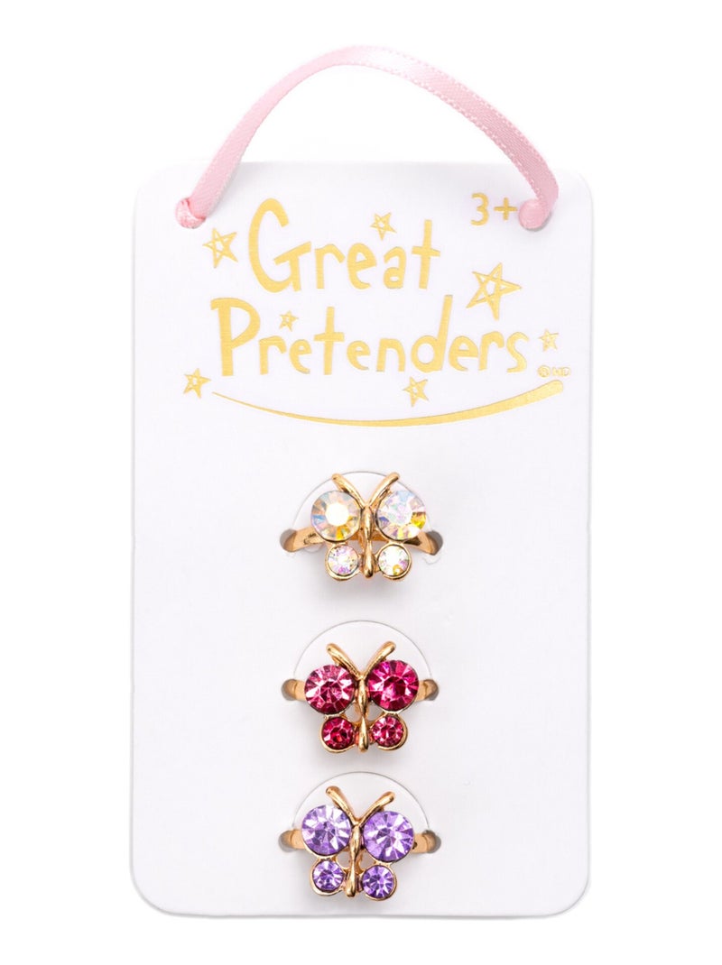 Set van 3 glinsterende vlinderringen | great pretenders Multicolor - Kiabi