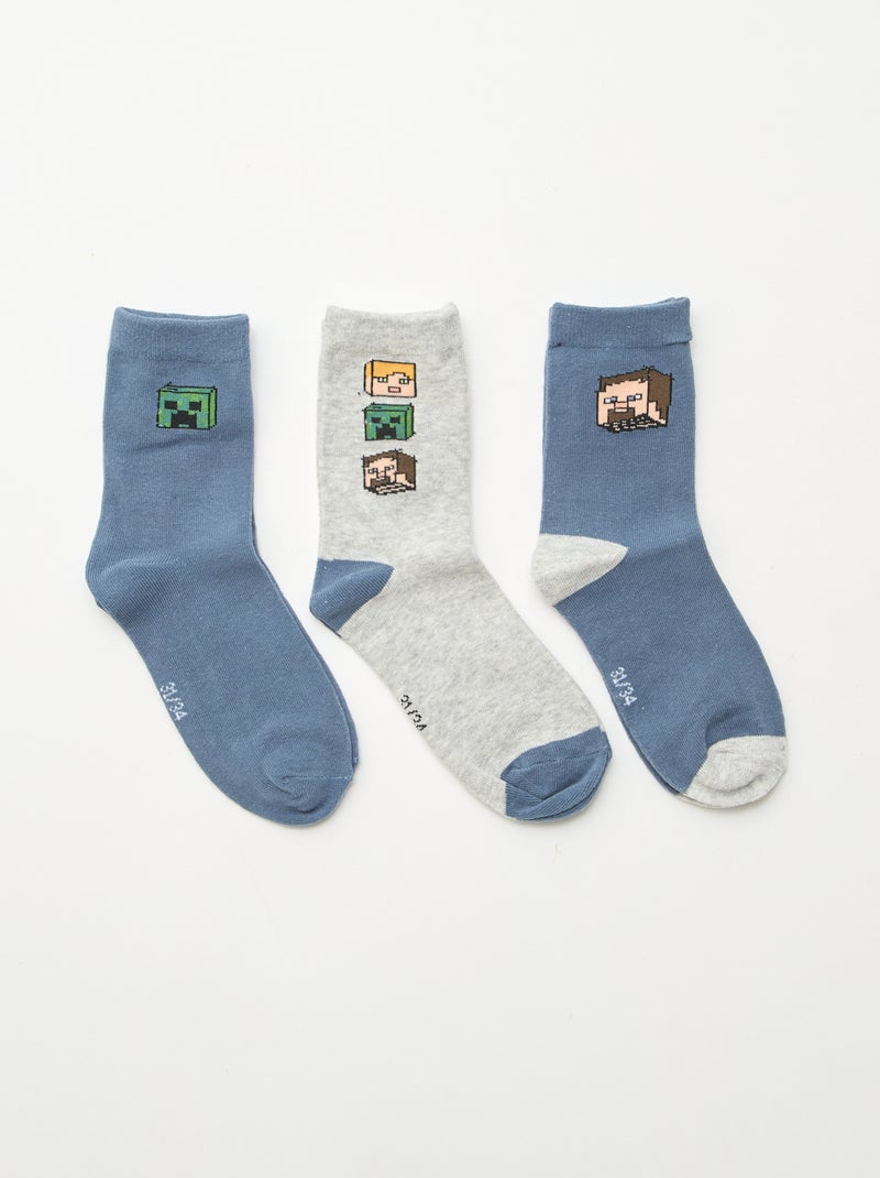 Set van 3 halfhoge sokken 'Minecraft' Grijs - Kiabi