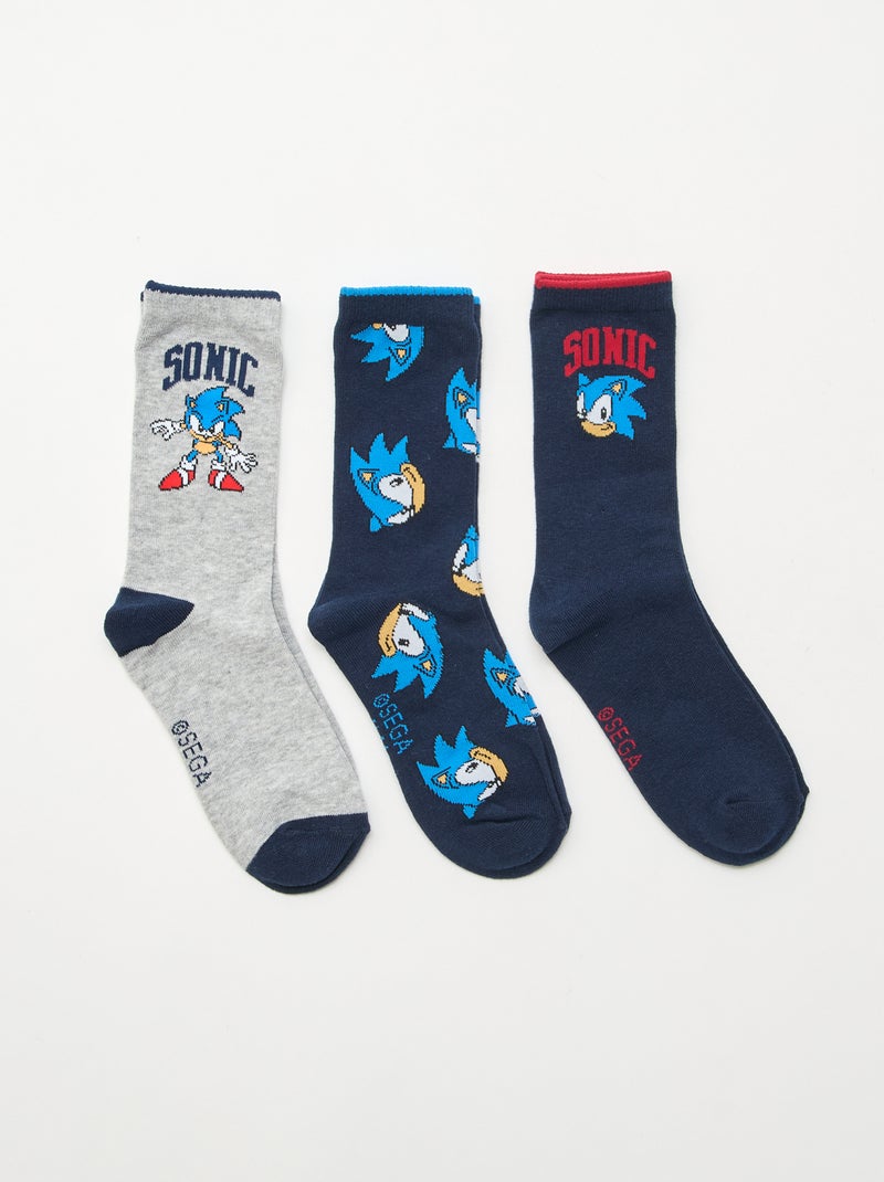 Set van 3 halfhoge sokken 'Sonic' Blauw - Kiabi