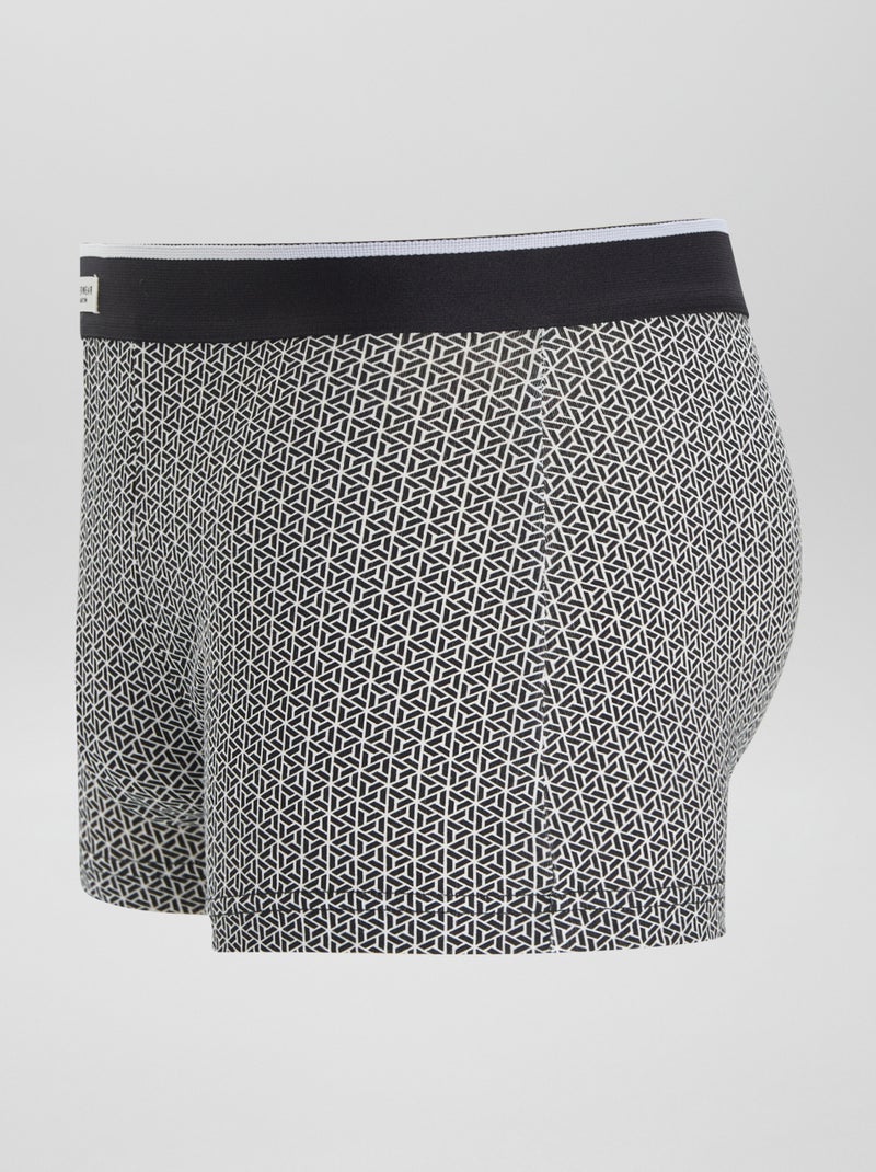 Set van 3 herenboxers van fantasietricot ZWART - Kiabi
