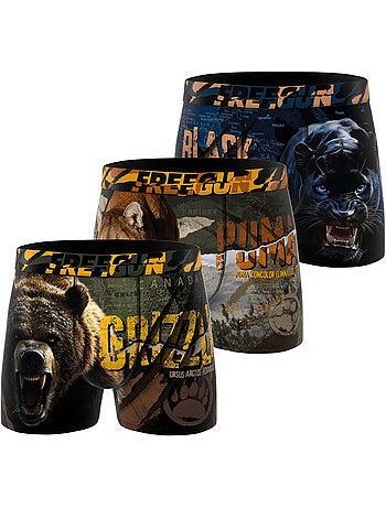 Set van 3 herenboxershorts, 2 jaar garantie, wild animals