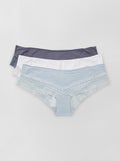 Set van 3 hipsters van katoen en kant BLAUW - Kiabi