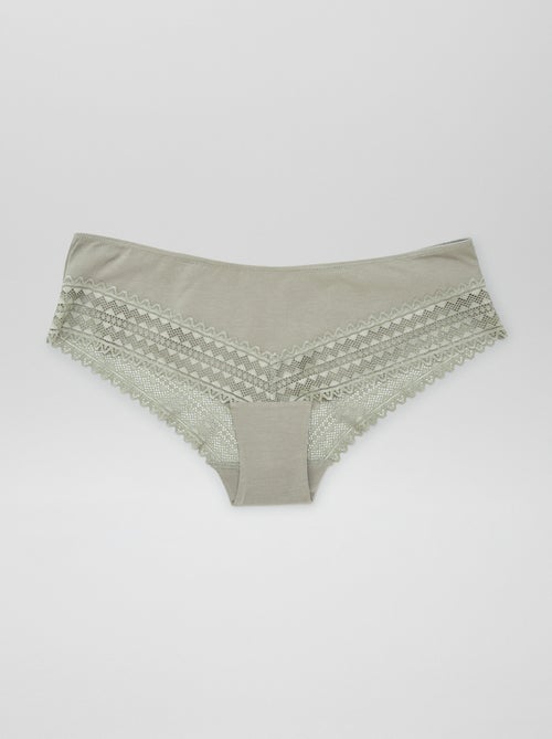 Set van 3 hipsters van katoen en kant - Kiabi