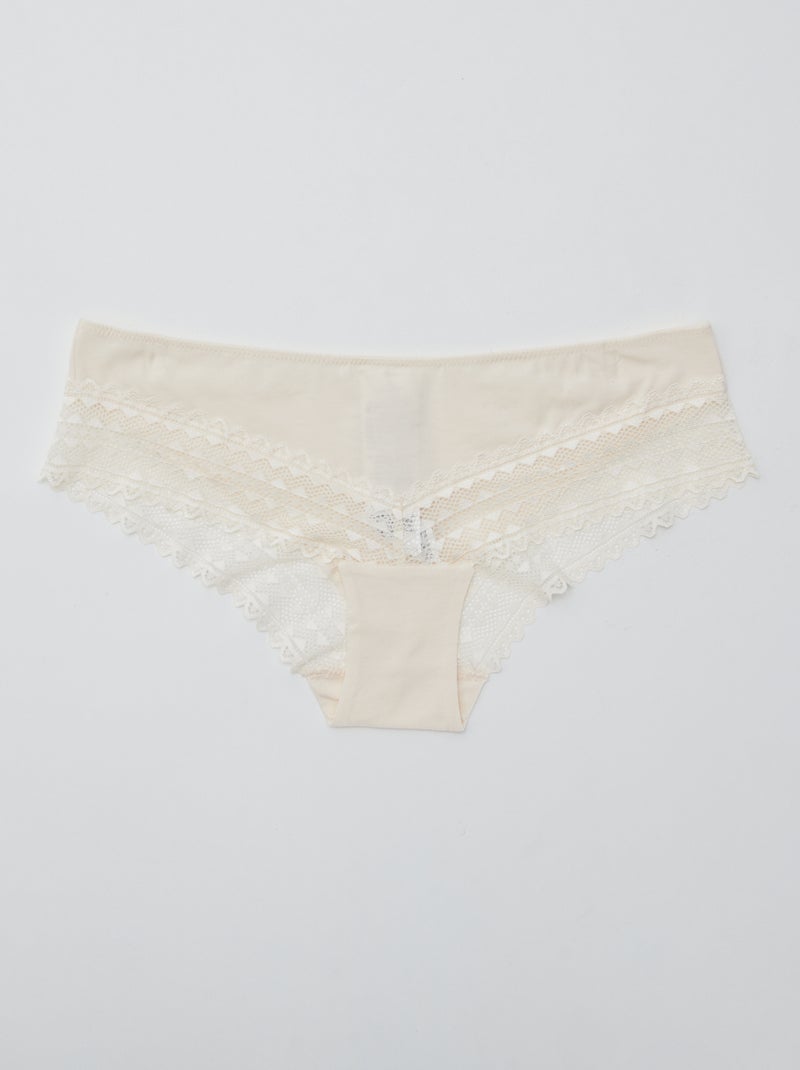 Set van 3 hipsters van katoen en kant ROSE - Kiabi