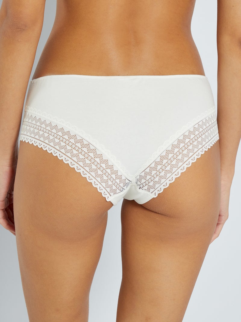 Set van 3 hipsters van katoen en kant roze grijs - Kiabi