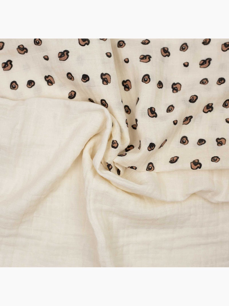 Set van 3 hydrofiele doeken met luipaardprint Beige - Kiabi