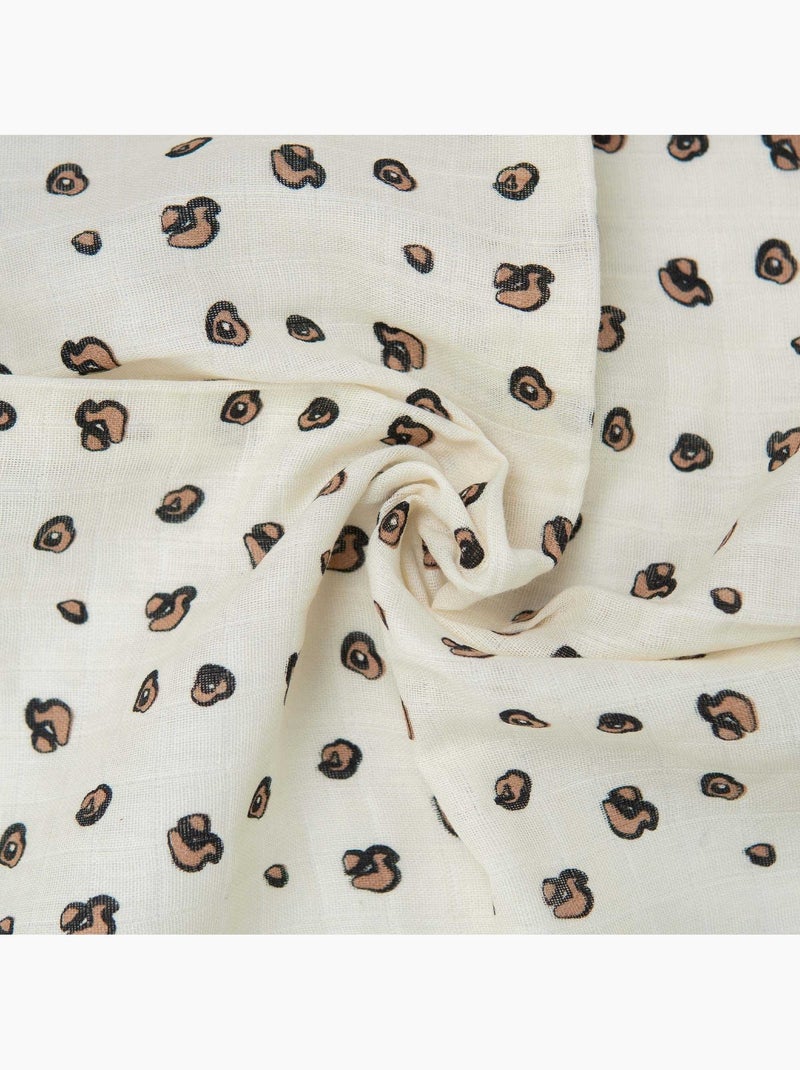 Set van 3 hydrofiele doeken met luipaardprint Beige - Kiabi