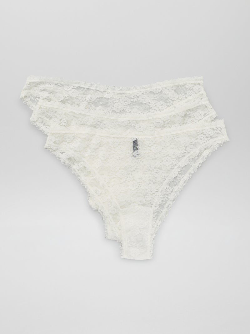 Set van 3 kanten tangaslips sneeuw wit - Kiabi