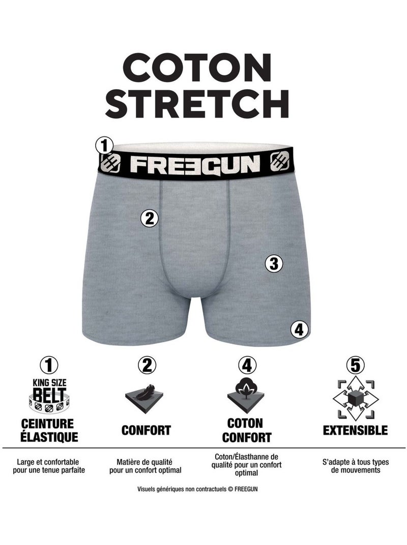 Set van 3 katoenen boxershorts voor kinderen in verschillende kleuren met witte tailleband frgn Rood - Kiabi