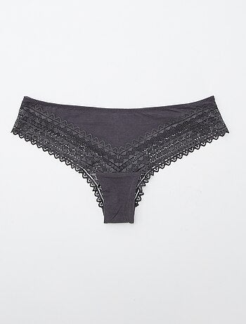 Set van 3 katoenen en kanten tanga's