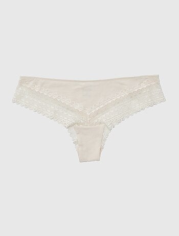 Set van 3 katoenen en kanten tanga's
