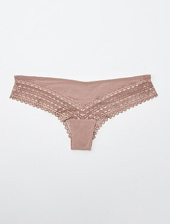 Set van 3 katoenen en kanten tanga's
