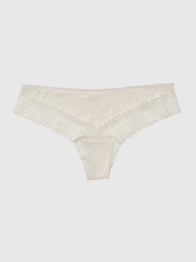 Set van 3 katoenen en kanten tanga's ROSE - Kiabi