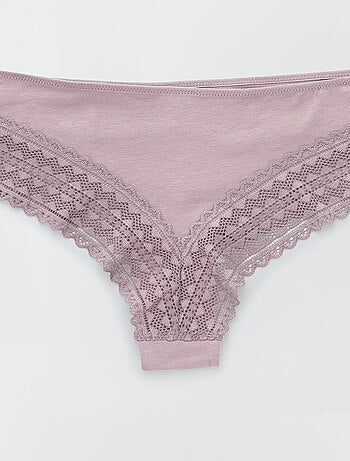Set van 3 katoenen en kanten tanga's