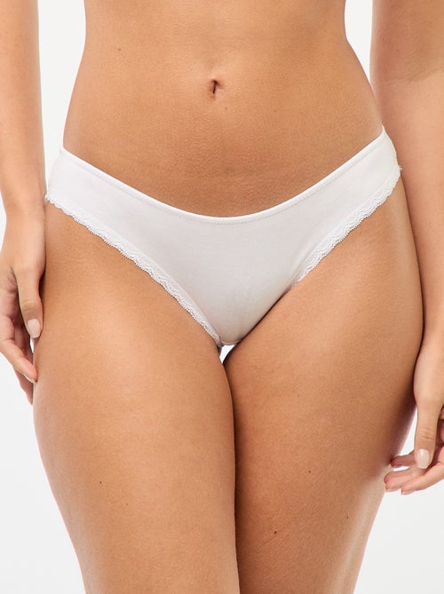 Set van 3 katoenen kanten slips - Kiabi