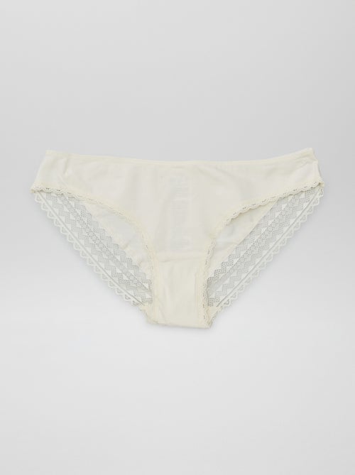 Set van 3 katoenen kanten slips - Kiabi