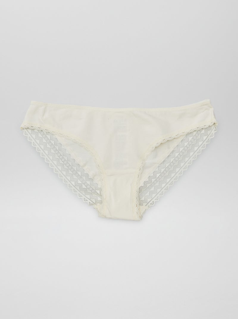Set van 3 katoenen kanten slips KAKI - Kiabi