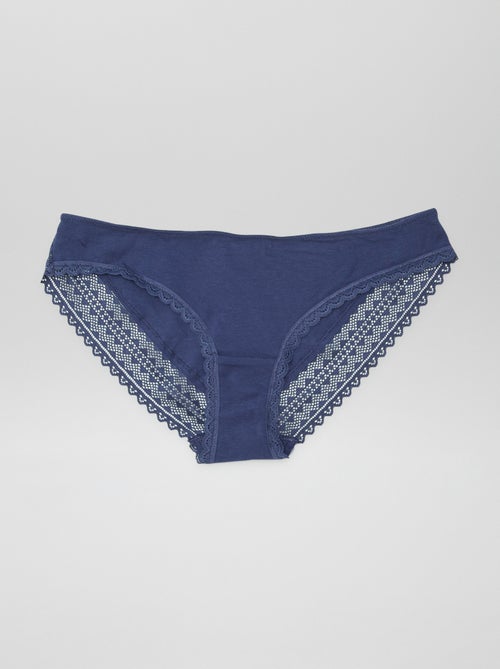 Set van 3 katoenen kanten slips - Kiabi