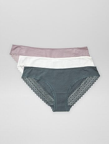 Set van 3 katoenen kanten slips