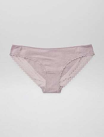 Set van 3 katoenen kanten slips