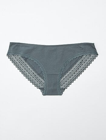Set van 3 katoenen kanten slips