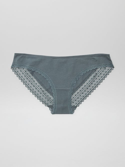 Set van 3 katoenen kanten slips - Kiabi