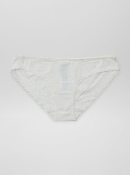 Set van 3 katoenen kanten slips - Kiabi