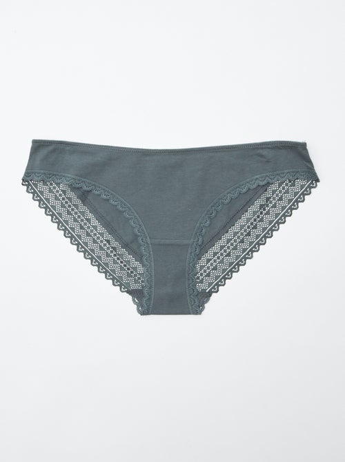 Set van 3 katoenen kanten slips - Kiabi