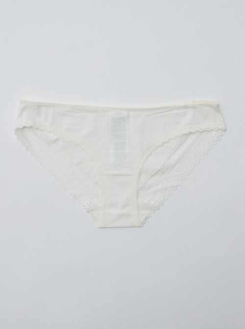 Set van 3 katoenen kanten slips - Kiabi