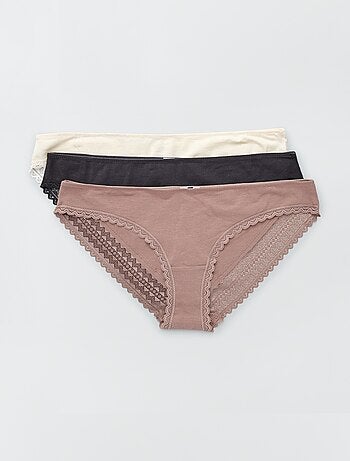 Set van 3 katoenen kanten slips