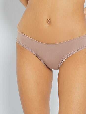 Set van 3 katoenen kanten slips