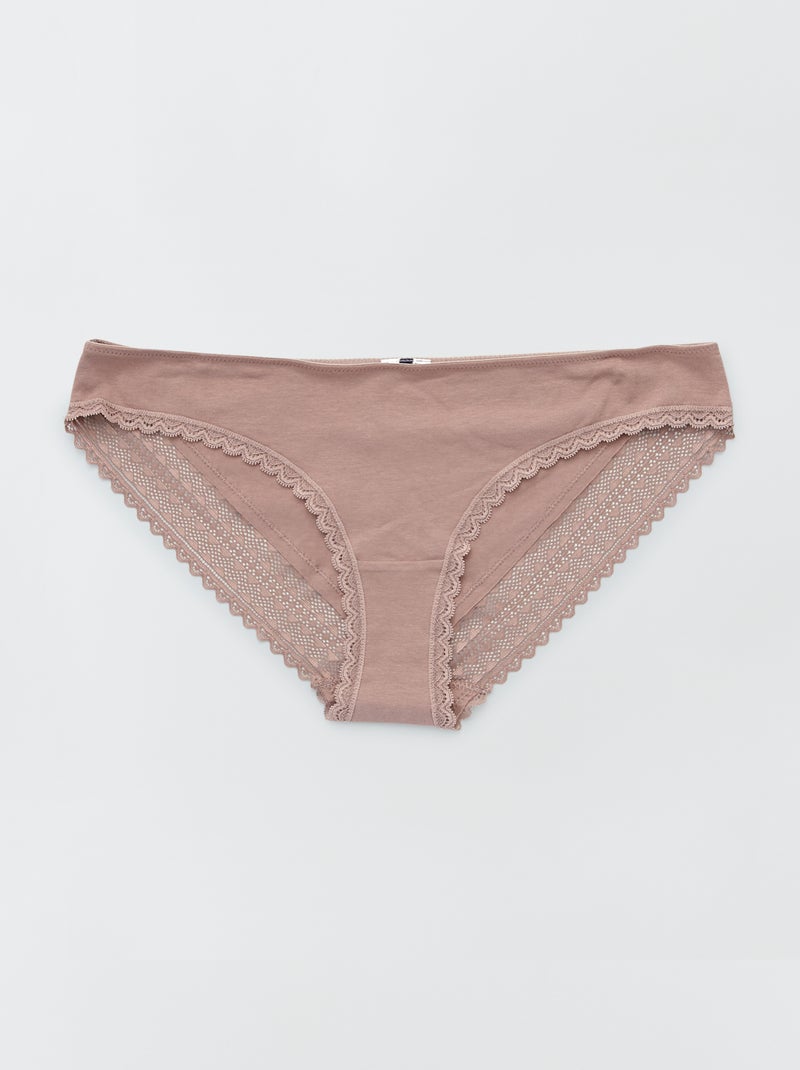Set van 3 katoenen kanten slips ROSE - Kiabi