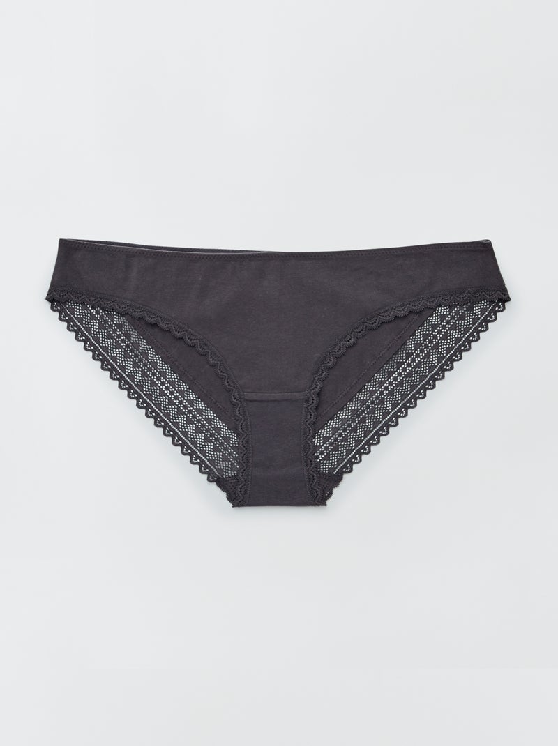 Set van 3 katoenen kanten slips ROSE - Kiabi
