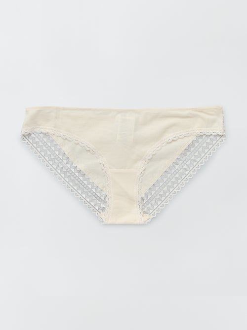 Set van 3 katoenen kanten slips - Kiabi