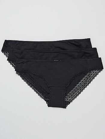 Set van 3 katoenen kanten slips