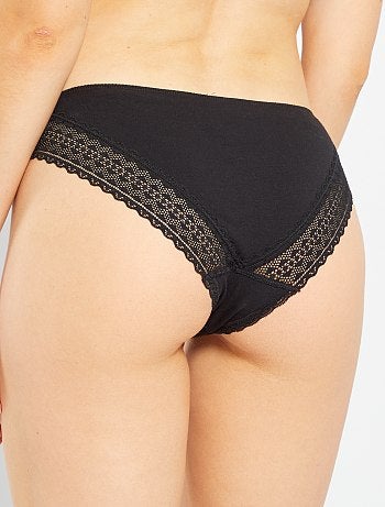 Set van 3 katoenen kanten slips