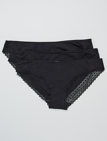 Set van 3 katoenen kanten slips