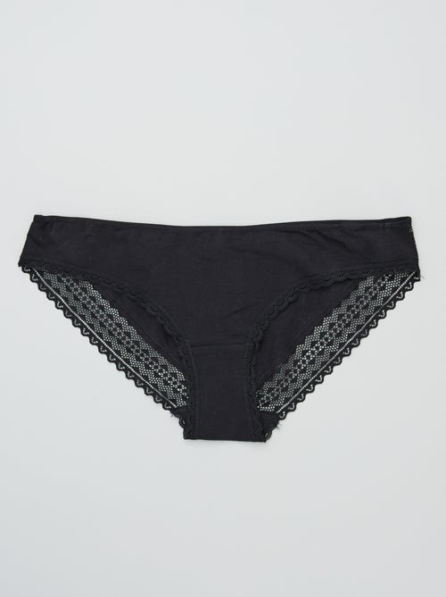 Set van 3 katoenen kanten slips - Kiabi