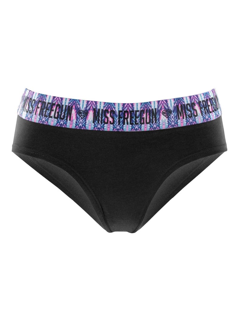 Set van 3 katoenen meisjesonderbroeken ethnik Zwart - Kiabi