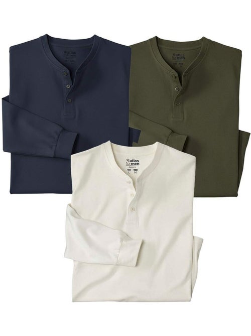 Set van 3 katoenen shirts met lange mouwen - atlas for men - Kiabi Set van 3 katoenen shirts met lange mouwen - atlas for men - Kiabi