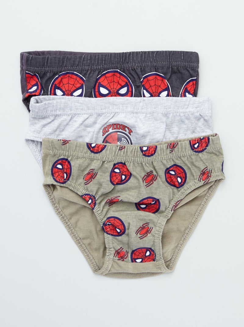 Set van 3 katoenen slips 'Spider-Man' GRIJS - Kiabi