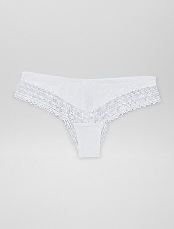 Set van 3 katoenen en kanten tanga's