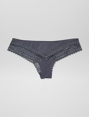 Set van 3 katoenen en kanten tanga's