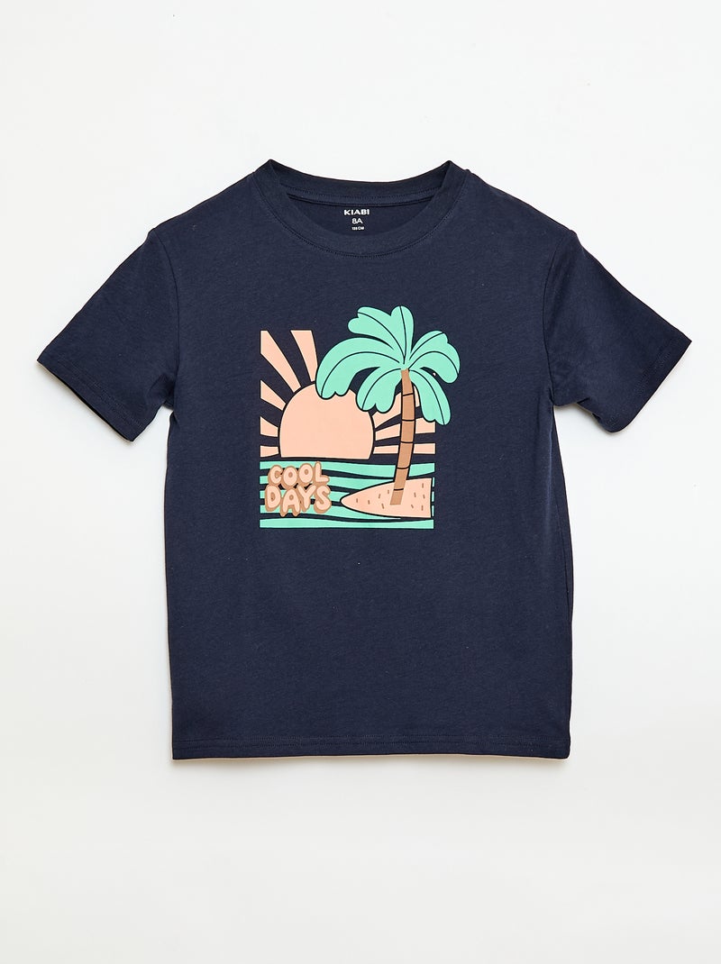 Set van 3 katoenen T-shirts Blauw - Kiabi