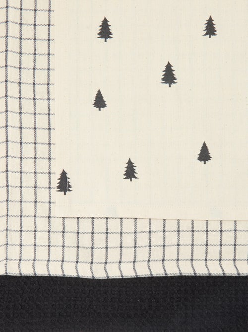 Set van 3 katoenen theedoeken met kerstprint 50x70 cm - Kiabi