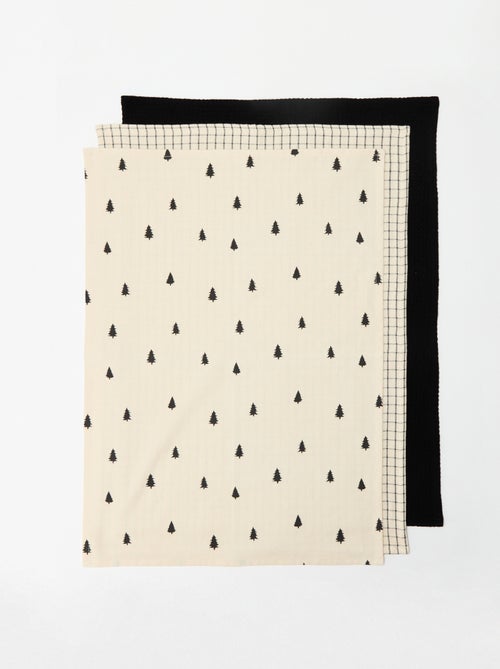 Set van 3 kersttheedoeken met print van katoen 50x70 cm - Kiabi