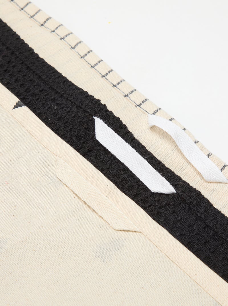 Set van 3 kersttheedoeken met print van katoen 50x70 cm Zwart - Kiabi