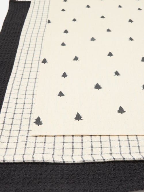Set van 3 kersttheedoeken met print van katoen 50x70 cm - Kiabi