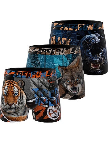 Set van 3 kinderboxershorts, 2 jaar garantie, wilde dieren
