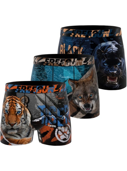 Set van 3 kinderboxershorts, 2 jaar garantie, wilde dieren - Kiabi Set van 3 kinderboxershorts, 2 jaar garantie, wilde dieren - Kiabi